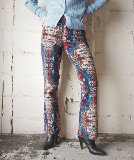KENZO JEANS Flower Print Pants BL PUR RE