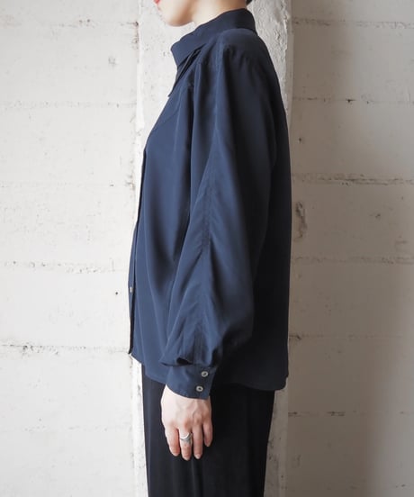 HUCKE Asymmetric Collar Double Breasted Blouse NV