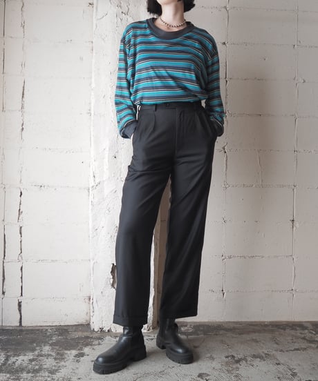 Pure Wool 2 Tuck Straight Slacks BK