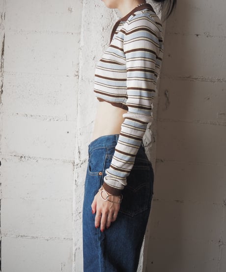 Multi Colored Stripes Cropped Knit BRWHYE