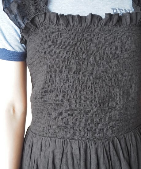 Shirring Bodies Tiered Dress BK