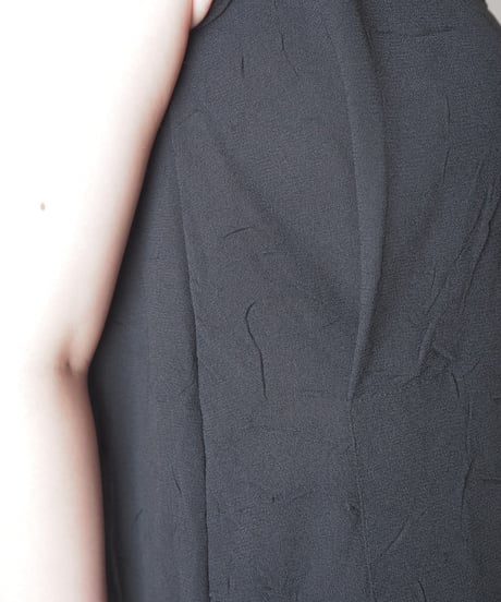 IRENA GREGOLI Made in France Wrinkle Fabric Sleeveless Dress BK