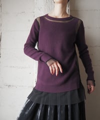 DIESEL Mesh Switching Knit Tops PURBK