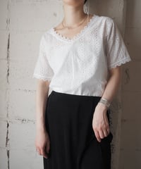 V Neck Cutwork Lace Blouse WH