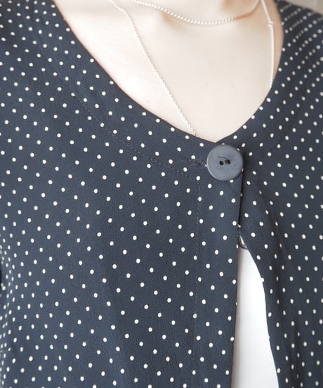 Vneck Dot Cropped Cardigan BKBE