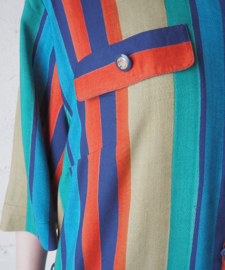 Multi Color Stripe Shirt Dress NV RE GN
