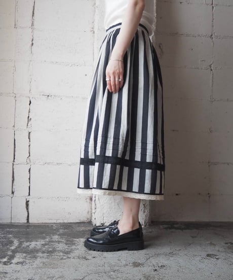 1970-80's Euro Stripe Tyrol Skirt BKWH