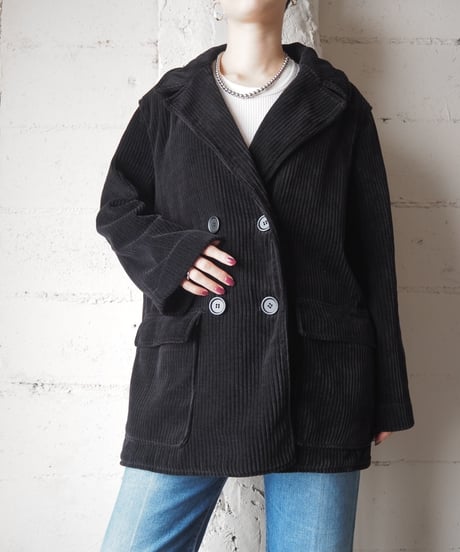 MAX STUDIO Corduroy Double Breasted Jacket BK