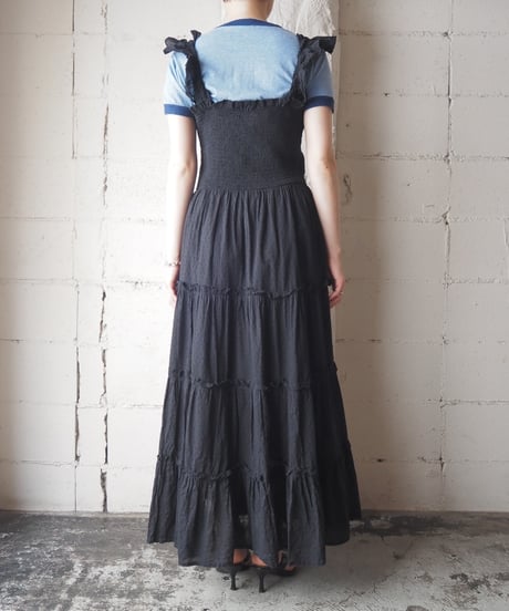 Shirring Bodies Tiered Dress BK