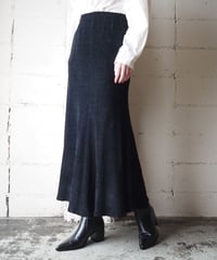 Made in USA Velour Flared Long Skirt BK