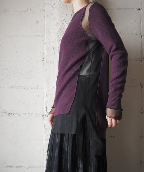 DIESEL Mesh Switching Knit Tops PURBK