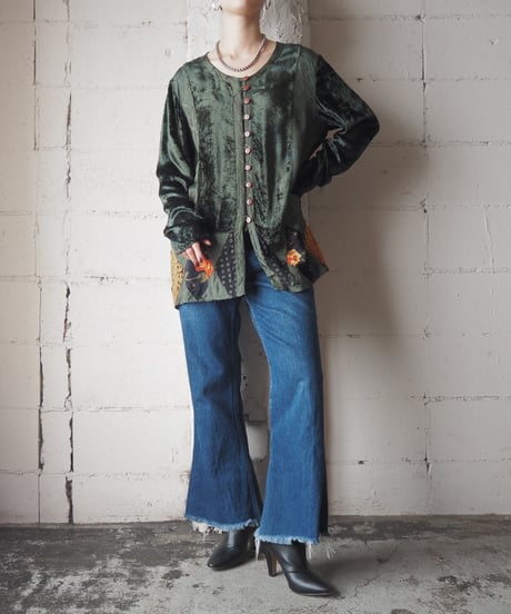 Velvet Patchwork Design Tops GN