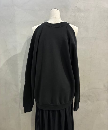 REMAKE Cutout Shoulder Sweat BK