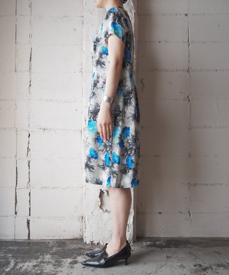 S/S Back Zip Flower Pattern Dress WHBL