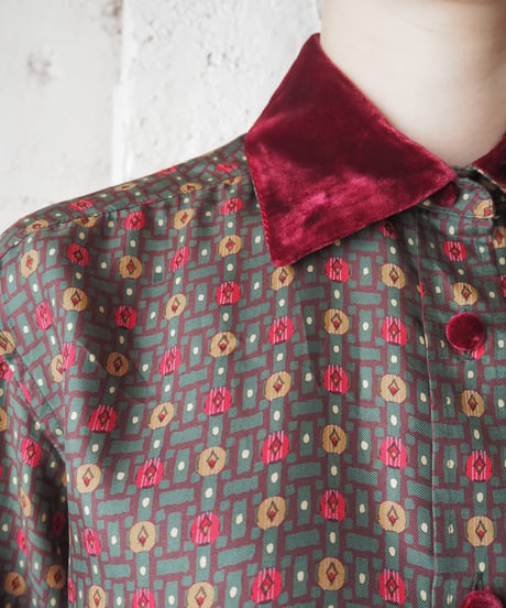 1990's LOEWE Velvet Switching Pattern Shirt GNBUR