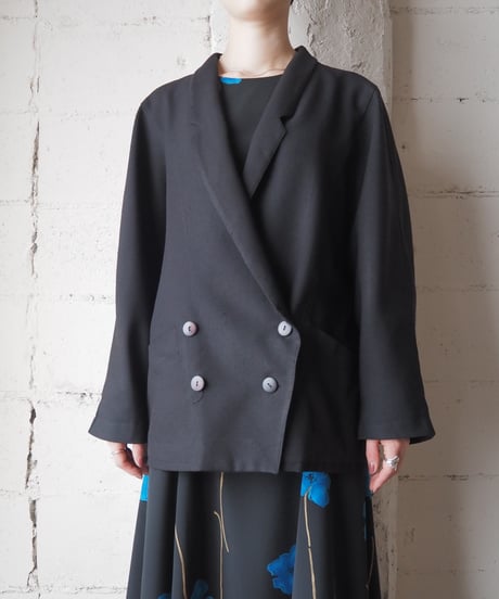 Double Breasted Dolman Sleeve Jacket BK