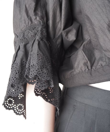1910-20's Euro Satin Cotton Antique Drawers Blouse BK
