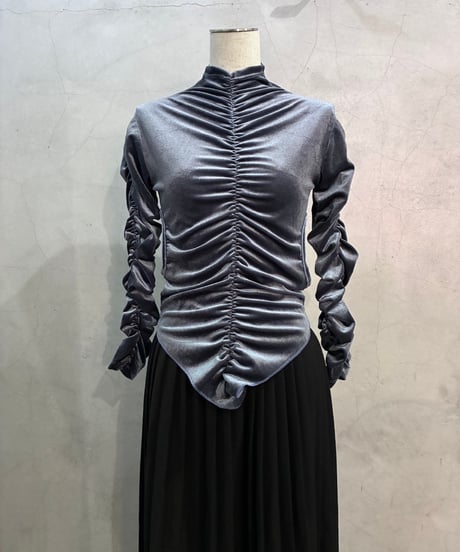 Cutout Design Velour Shirring Bodysuit LBL