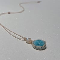 月雫〜Larimar×Whaite Labradorite Macrame‘ Pendant