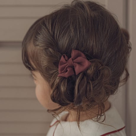 Mini hair ribbon pin 2pc set / Bordeaux