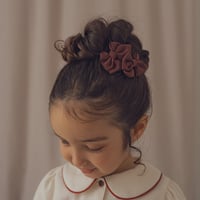 Mini hair ribbon pin 2pc set / Bordeaux