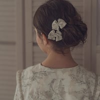 Mini hair ribbon pin 2pc set / Toile de jou-ivory