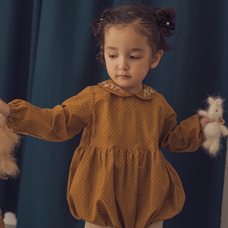 Charlie rompers / Mustard dot