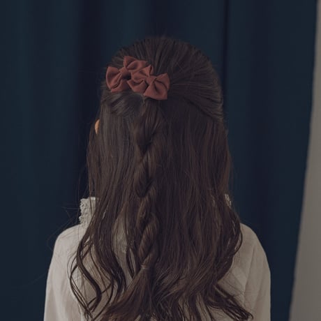 Mini hair ribbon pin 2pc set / Bordeaux