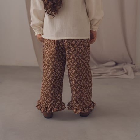 Frill sabrina pants / Chestnut paisley