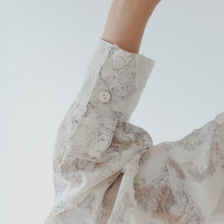 ladies Tuck dress / Toile de jouy - ivory