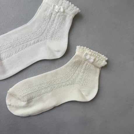 condor / Side openwork ceremony socks with little bow 2709-4