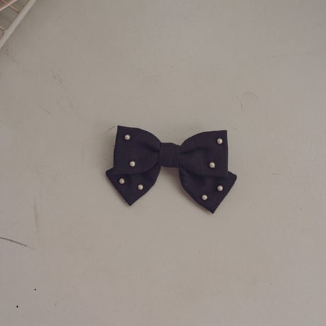 Hair ribbon pin-pearl / Black