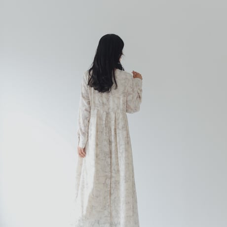 ladies Tuck dress / Toile de jouy - ivory