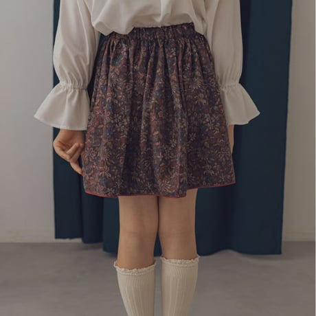 Piping gather skirt / Merry flower-brown