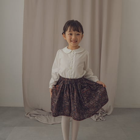 Piping gather skirt / Merry flower-brown
