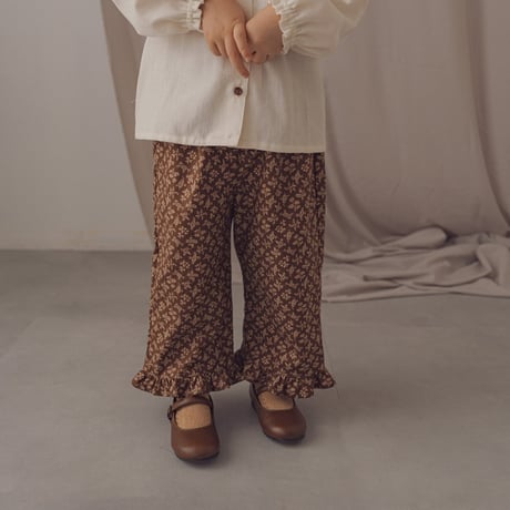 Frill sabrina pants / Chestnut paisley