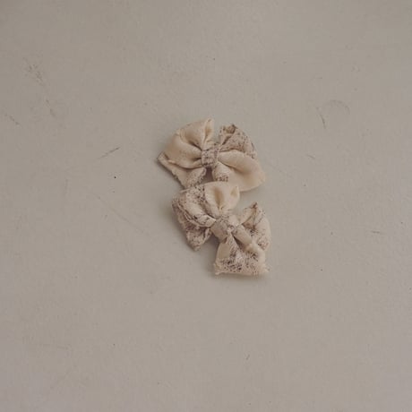 Mini hair ribbon pin 2pc set / Toile de jou-ivory