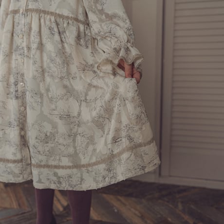 Luddy dress / toile de jouy - ivory