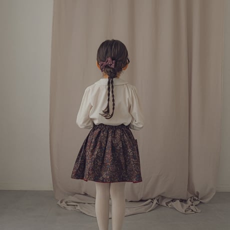 Piping gather skirt / Merry flower-brown