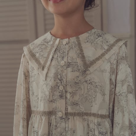 Luddy dress / toile de jouy - ivory