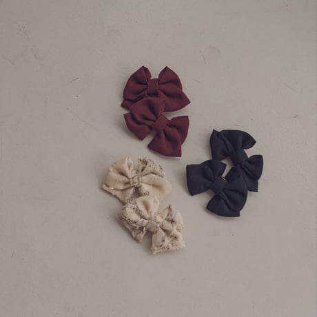 Mini hair ribbon pin 2pc set / Navy