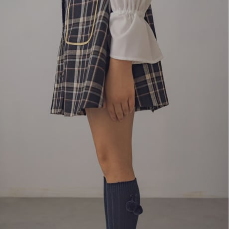 Classical button skirt / Midnight tartan