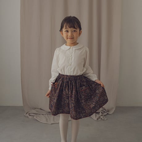 Piping gather skirt / Merry flower-brown