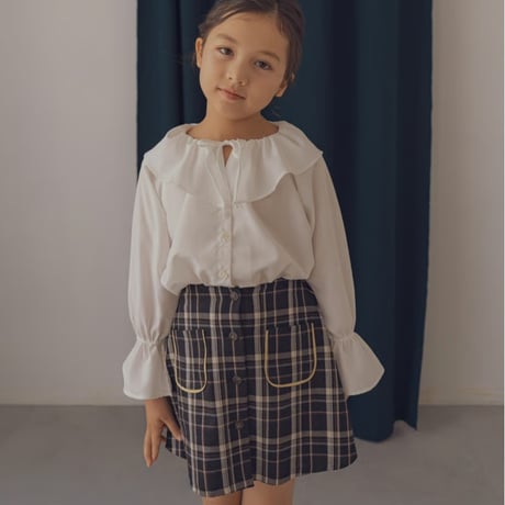 Classical button skirt / Midnight tartan