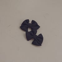 Mini hair ribbon pin 2pc set / Navy