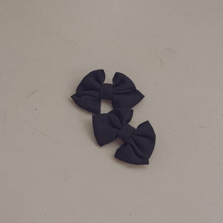 Mini hair ribbon pin 2pc set / Navy