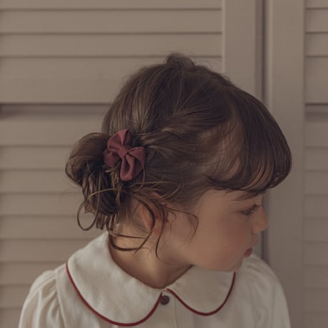 Mini hair ribbon pin 2pc set / Bordeaux