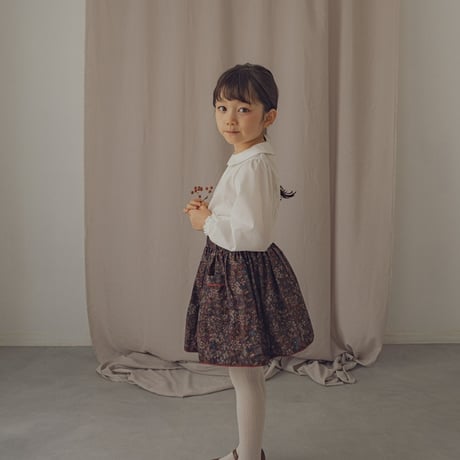 Piping gather skirt / Merry flower-brown
