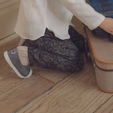 Tapered pants / Merry flower-black