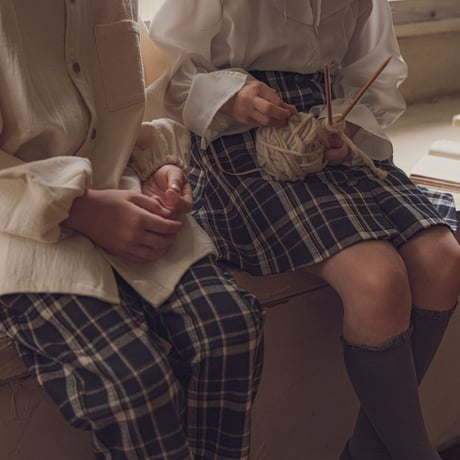 Classical button skirt / Midnight tartan